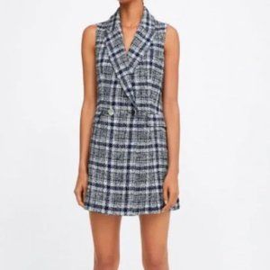 XS Zara Tweed Plaid Vest Dress - As Seen on Giuliana Rancic